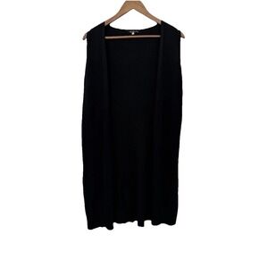 Vila Milano Open Cardigan Sweater‎ Womens L Black Sleeveless Whimsigoth Ribbed